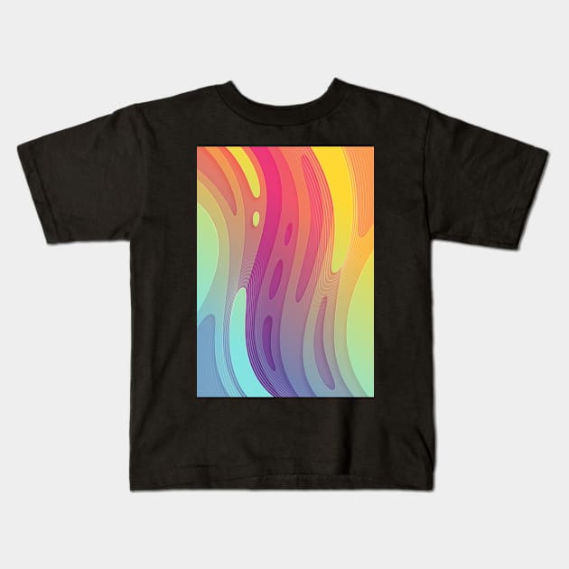 Rainbow stream | Fluid acid contemporary design Kids T-Shirt by natasedyakina